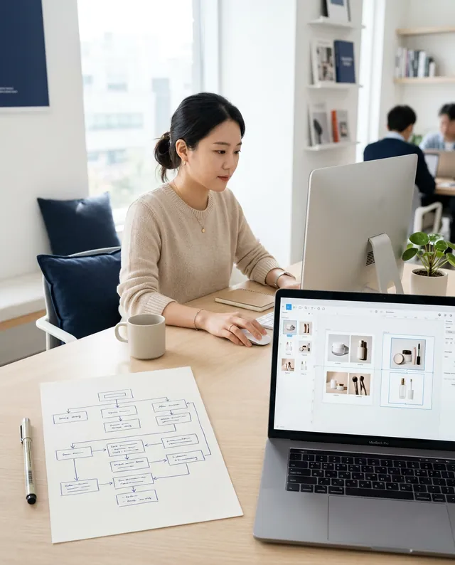 읽는 순서 구성안 표 + 사진 정리·디자인