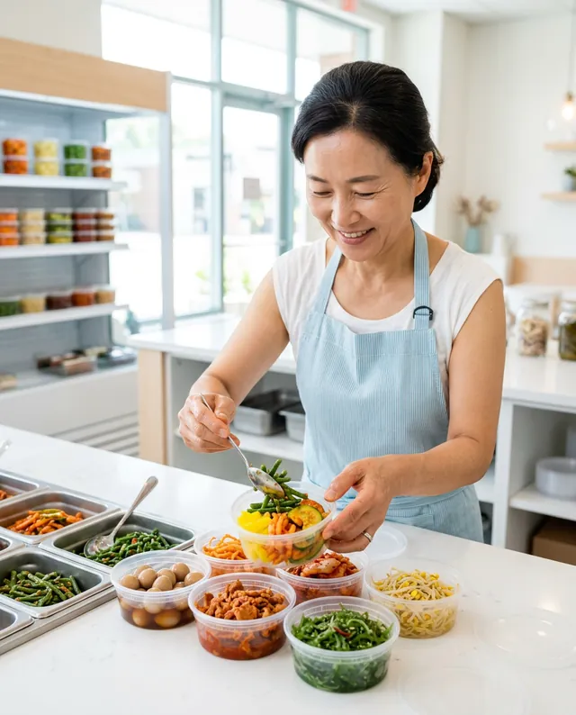 반찬가게 포장 모습