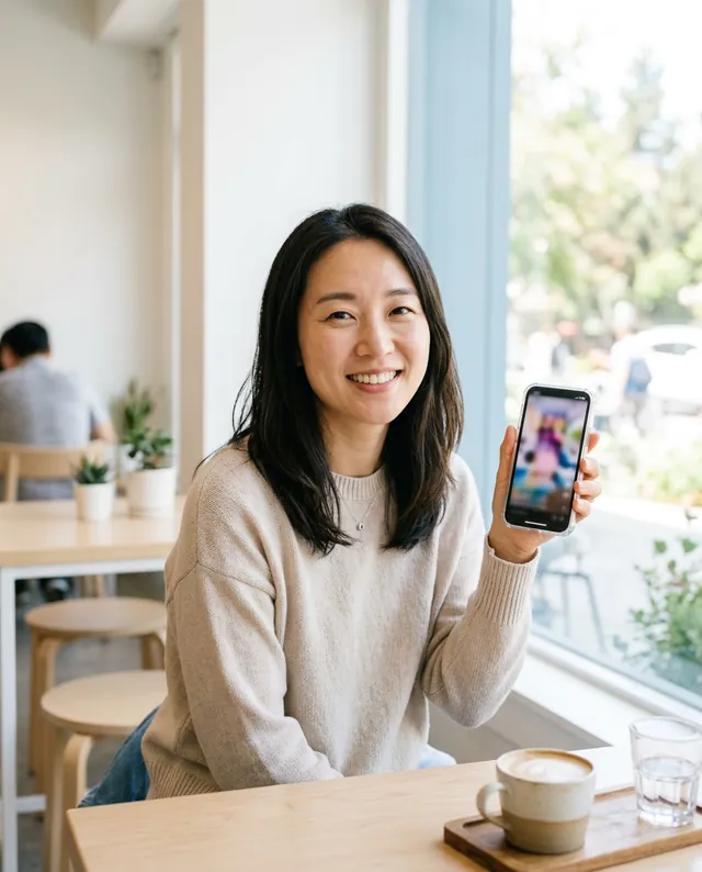 손님 손 안의 세로 영상
